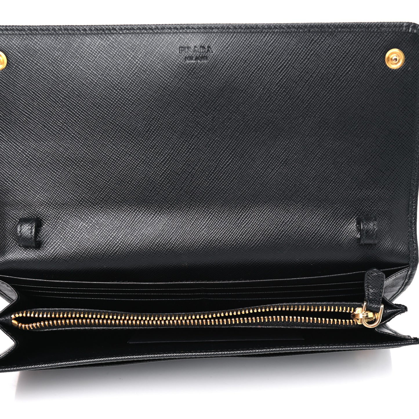 Saffiano Metal Oro Chain Wallet Black