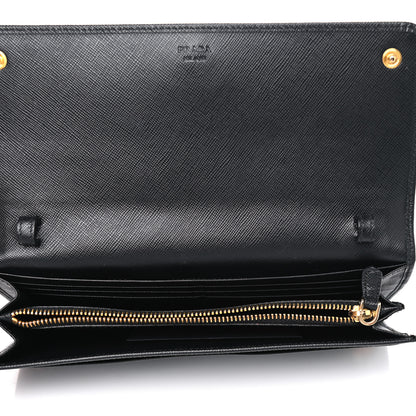 Prada Saffiano Metal Oro Chain Wallet Black 3 of 4