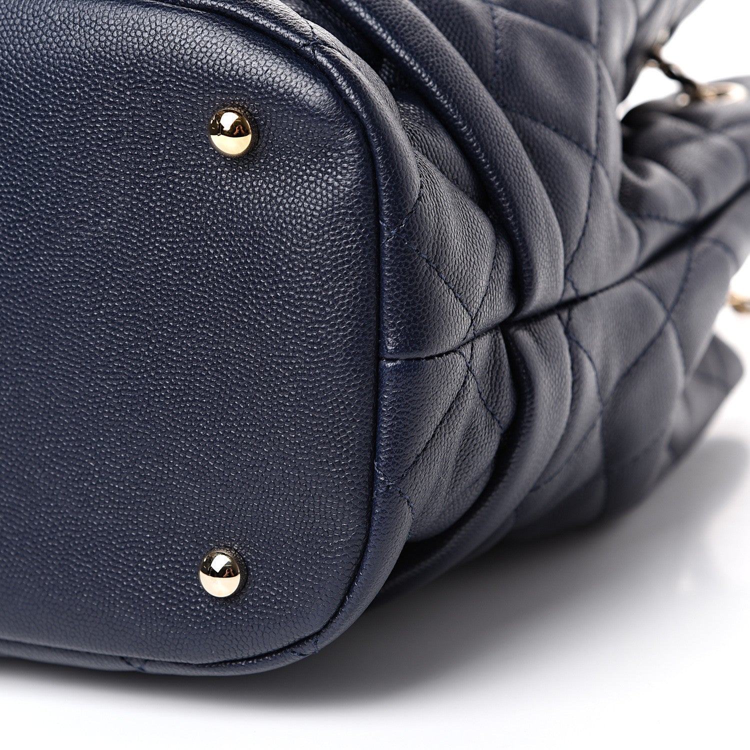 Chanel Caviar Quilted Rolled Up Bucket Drawstring Bag Navy 9 of 10
