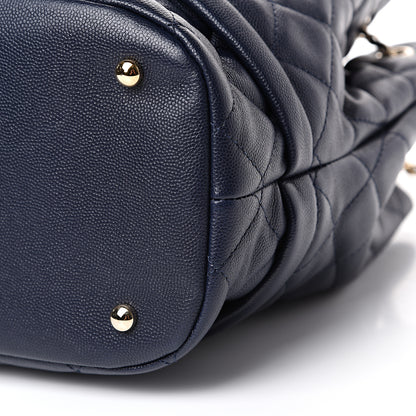 Chanel Caviar Quilted Rolled Up Bucket Drawstring Bag Navy 9 of 10