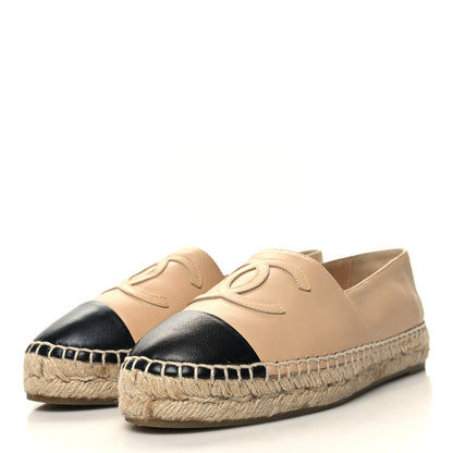 Chanel Lambskin CC Espadrilles 36 Beige Black 3 of 10
