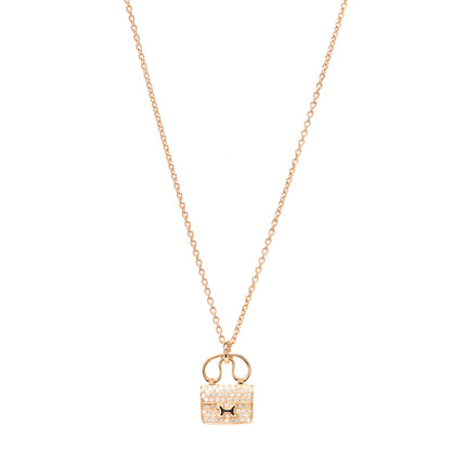 Hermes 18K Rose Gold Diamond Constance Amulette Pendant Necklace 1 of 6