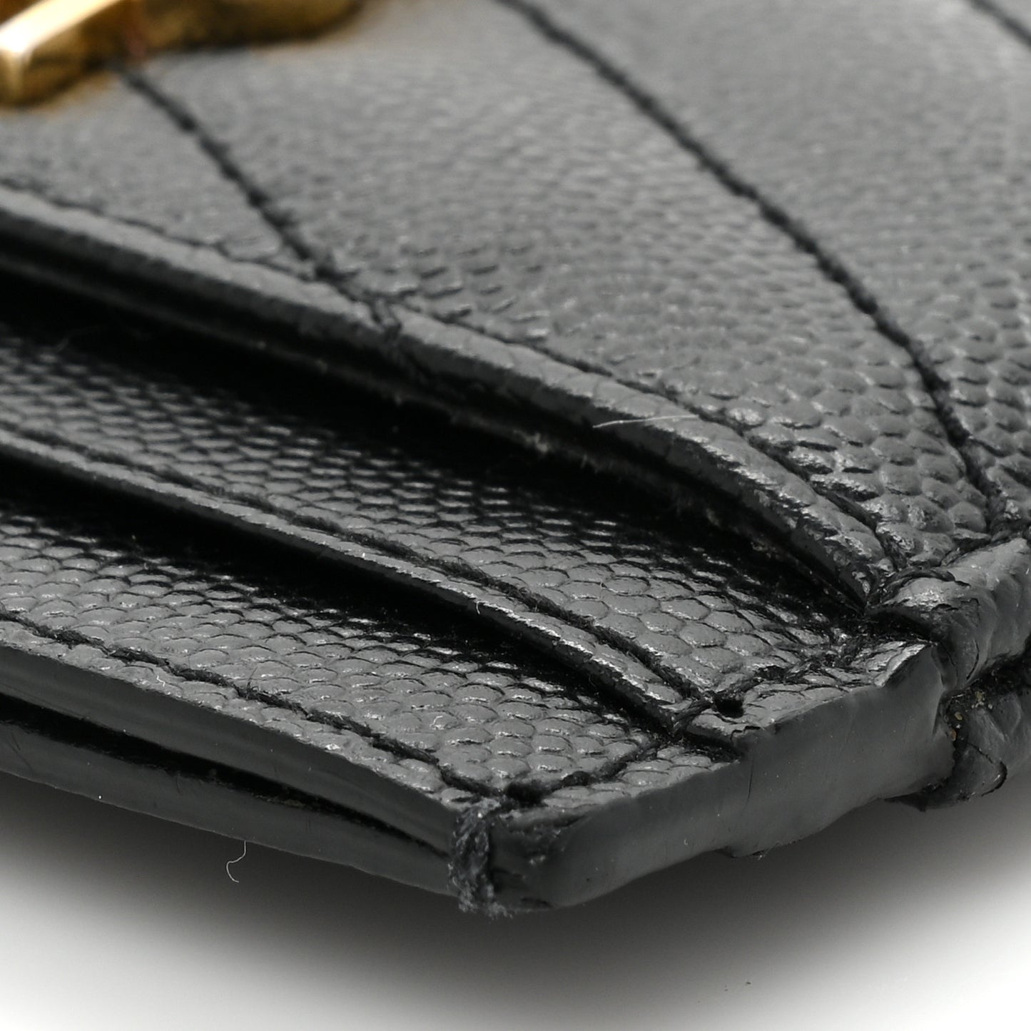 Grain De Poudre Matelasse Chevron Monogram Credit Card Case Black