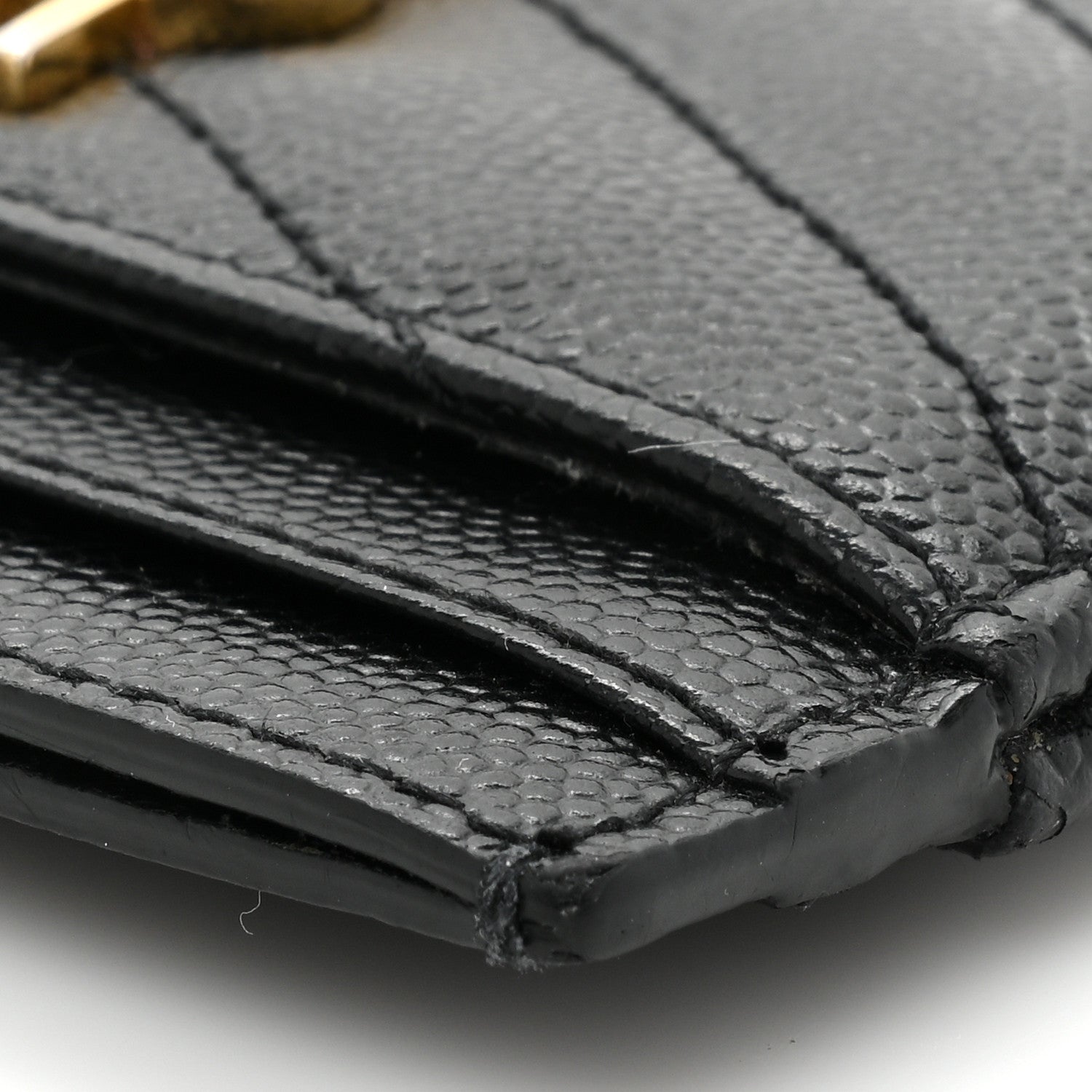 Saint Laurent Grain De Poudre Matelasse Chevron Monogram Credit Card Case Black 14 of 15