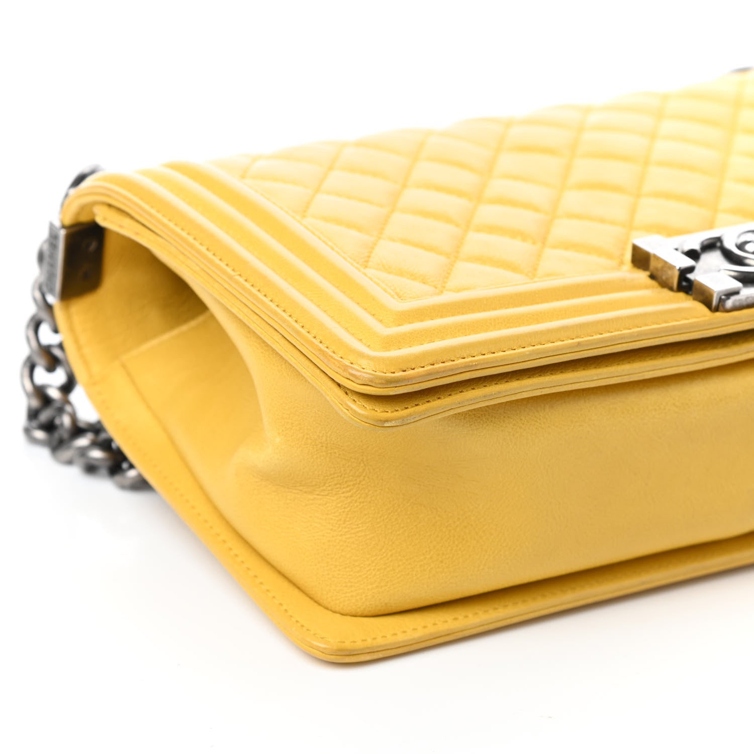 Chanel Calfskin Quilted Medium Boy Flap Yellow 9 of 10