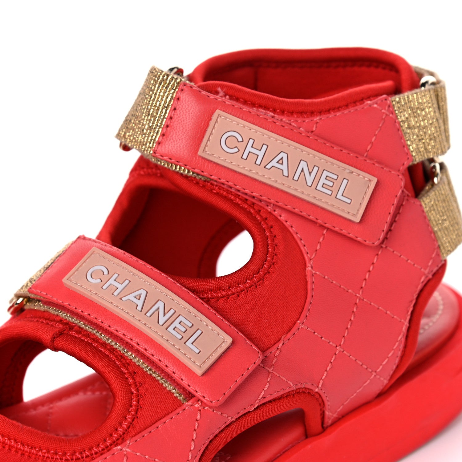 Chanel Goatskin Fabric Gladiator Sandals 36.5 Dark Red Light Pink 10 of 13