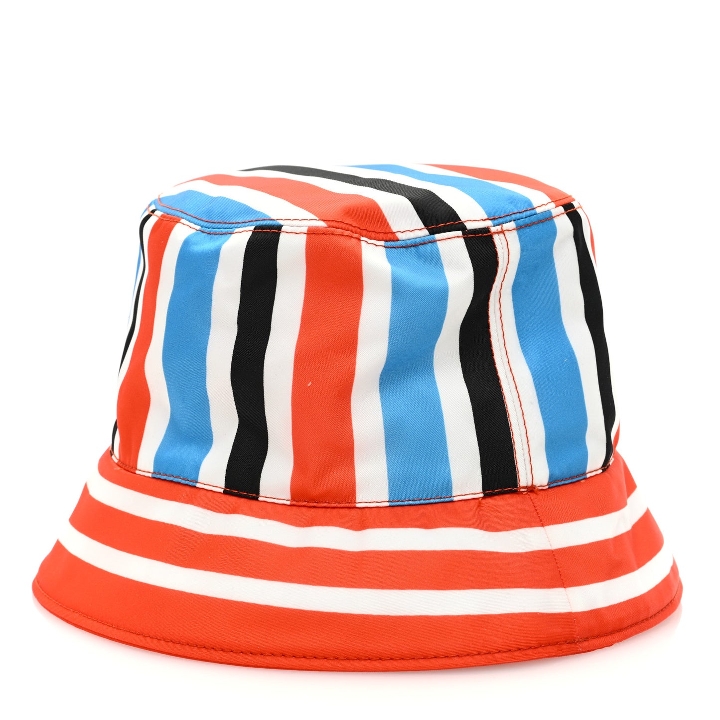 Re-Nylon Logo Striped Womens Bucket Hat L Arancio Mare