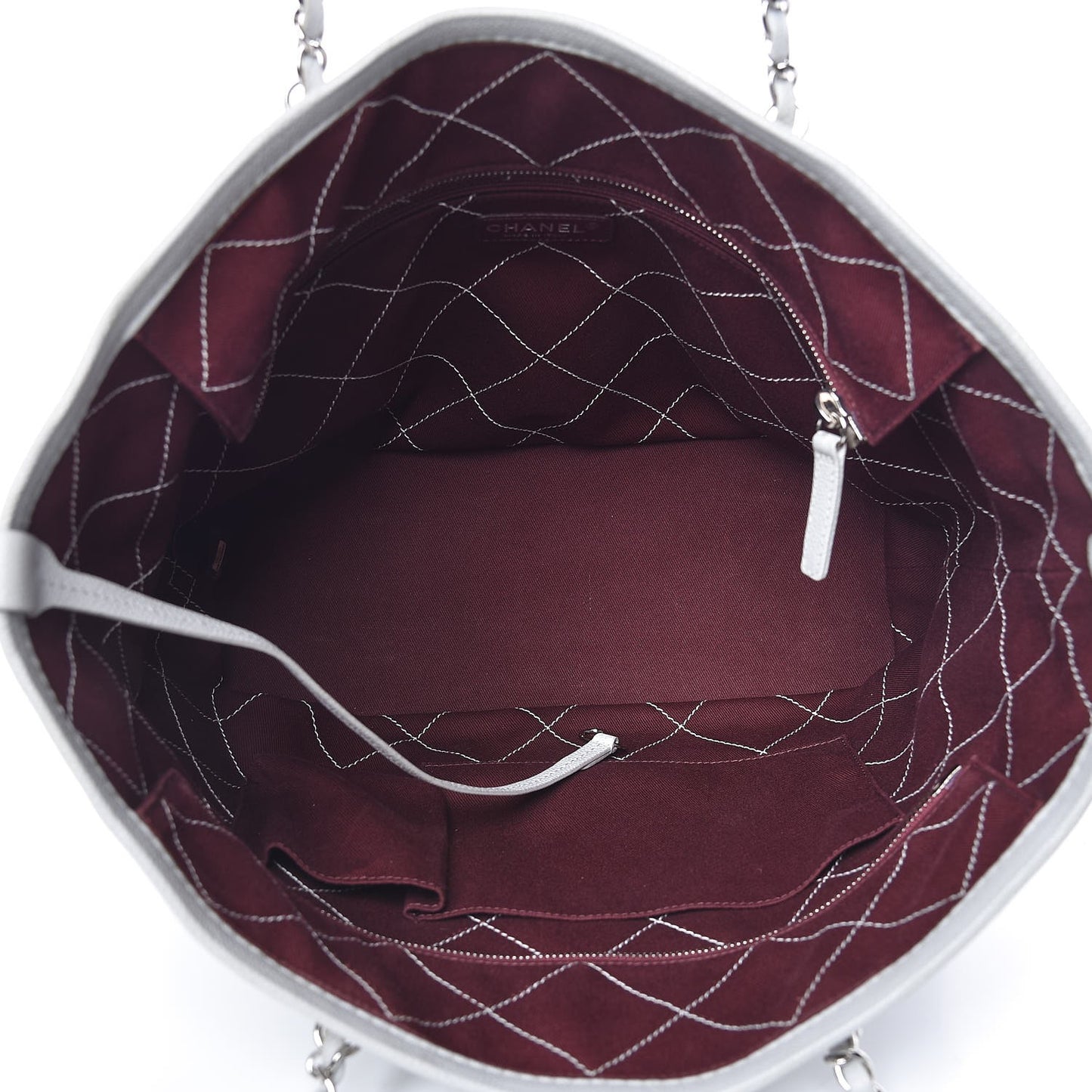 Grained Calfskin Quilted Small Daily Shopping Tote Light Grey