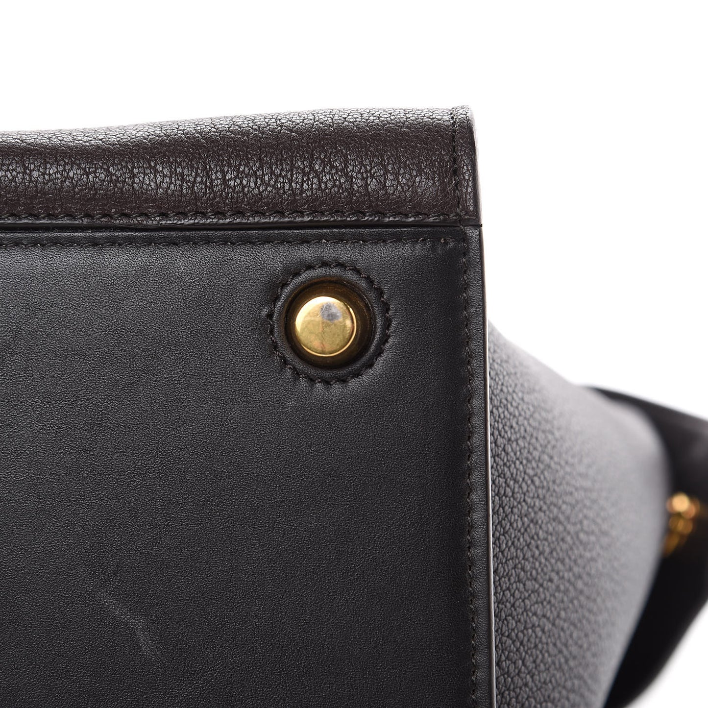 Goatskin Smooth Calfskin Small Ring Bag Dark Taupe