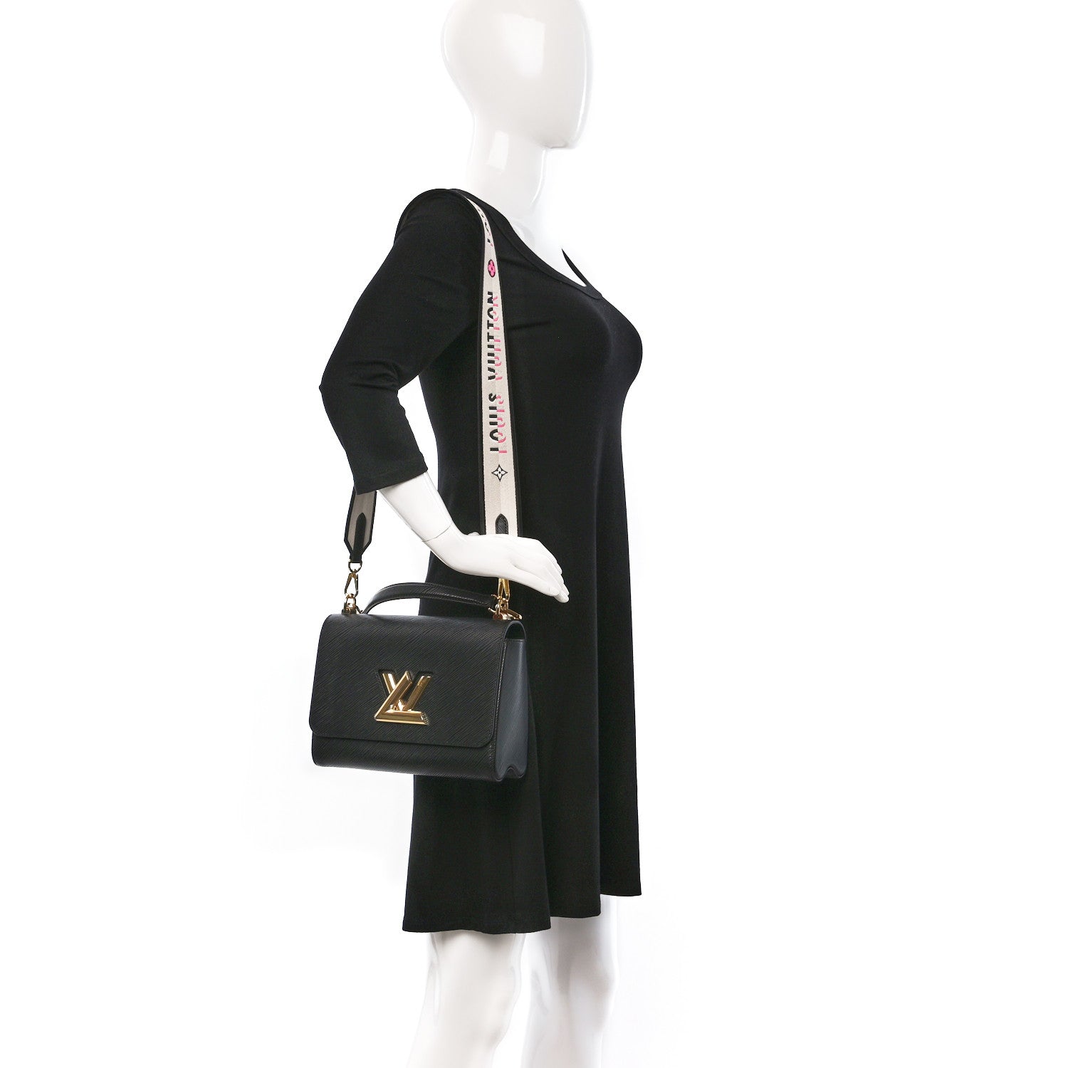 Louis Vuitton Epi Twist Top Handle Shoulder Bag MM Black 2 of 8