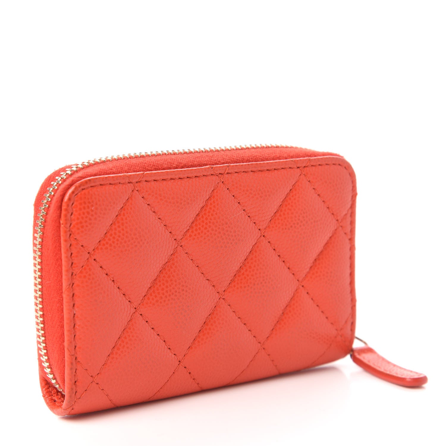 Chanel Caviar Quilted Zip Card Holder Orange 3 of 11