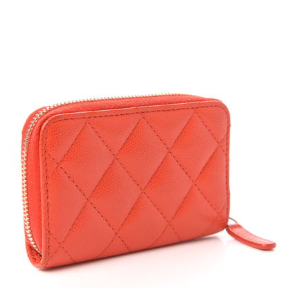 Chanel Caviar Quilted Zip Card Holder Orange 3 of 11