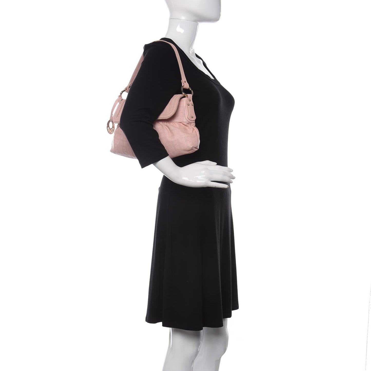 Calfskin Perforated Small Chef Shoulder Bag Pink