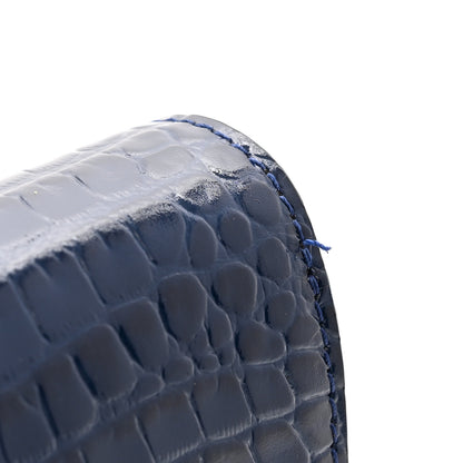 Alexander McQueen Calfskin Crocodile Embossed Skull Mini Crossbody Bag Deep Lapis Blue 10 of 11