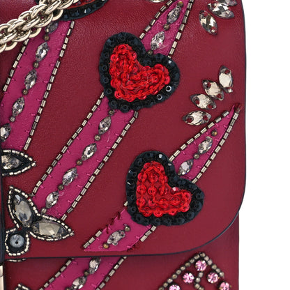 Valentino Garavani Vitello Crystal Loveblade Embellished Mini Glam Lock Rockstud Flap Rubino 10 of 10