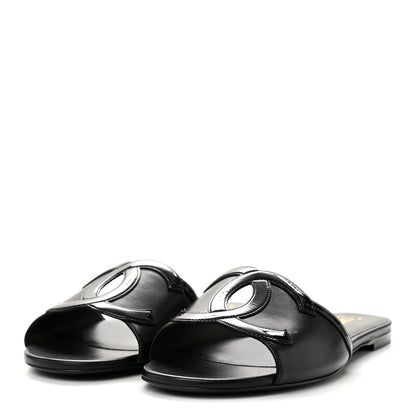 Chanel Lambskin Patent Calfskin CC Cutout Mules 40.5 Black 4 of 11