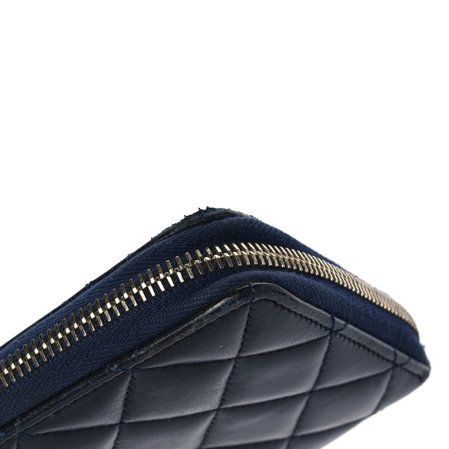 Lambskin Quilted Large Gusset Zip Around Wallet Blue