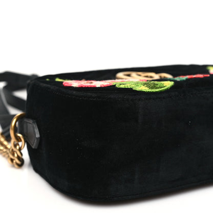 Gucci Velvet Matelasse Deer Embroidered Small GG Marmont Chain Shoulder Bag Black 9 of 11