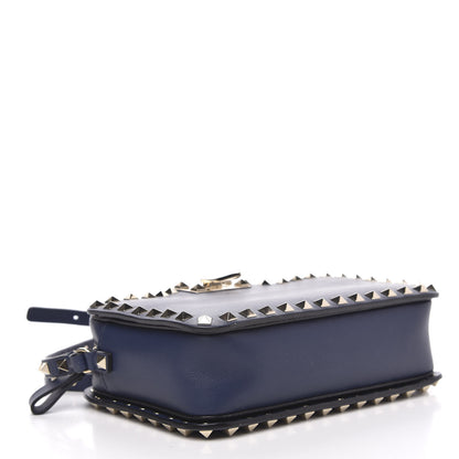 Valentino Garavani Calfskin Rockstud Flip Lock Camera Crossbody Bag Marine 4 of 9