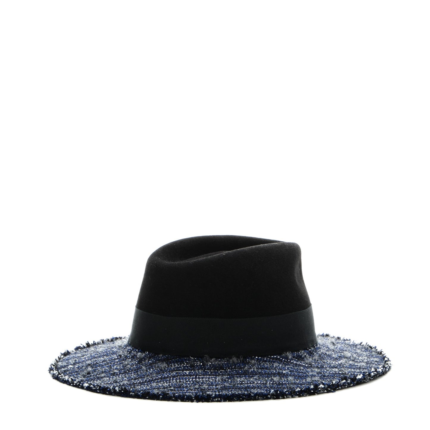 Tweed Felt CC Fedora Hat S Blue Black
