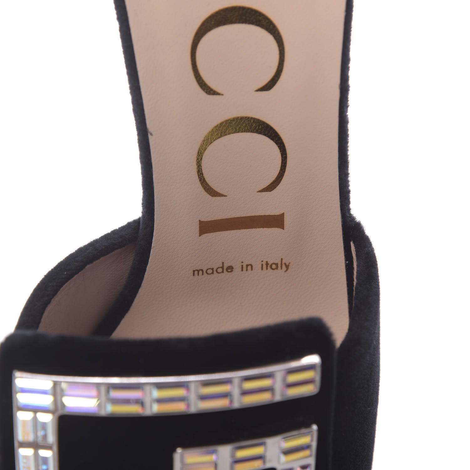 Gucci Velvet Crystal Square G Madelyn Mules 37.5 Black 7 of 10