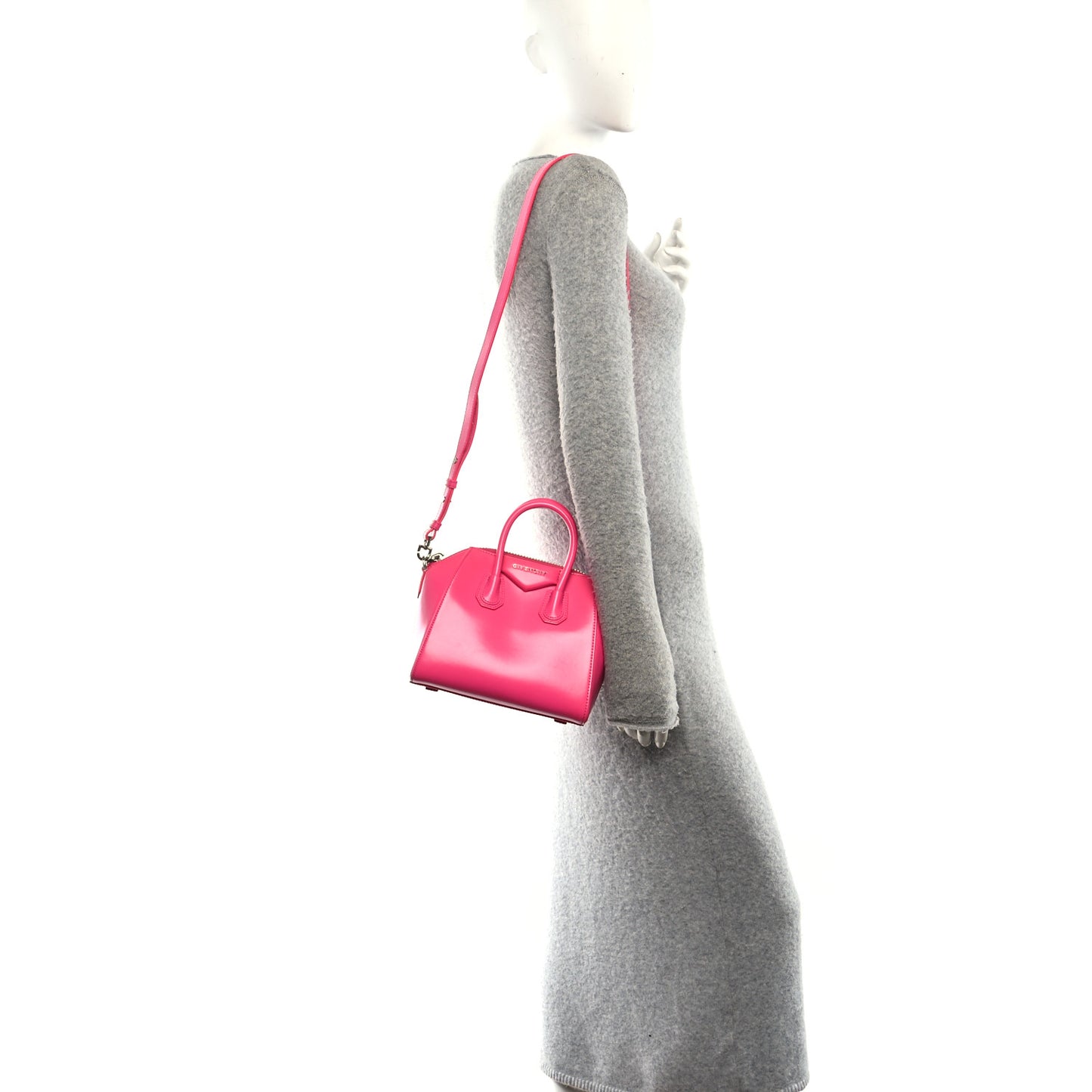 Shiny Lord Calfskin Mini Antigona Shocking Pink