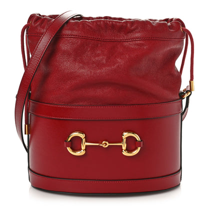 Gucci Azalea Sakai Calfskin Horsebit 1955 Drawstring Bucket Bag New Cherry Red 1 of 9