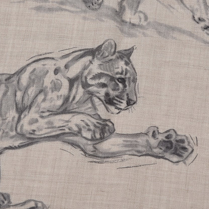 Hermes Cashmere Silk Dans L'atelier de Robert Dallet Shawl 140 Naturel Anthracite Gris 4 of 6