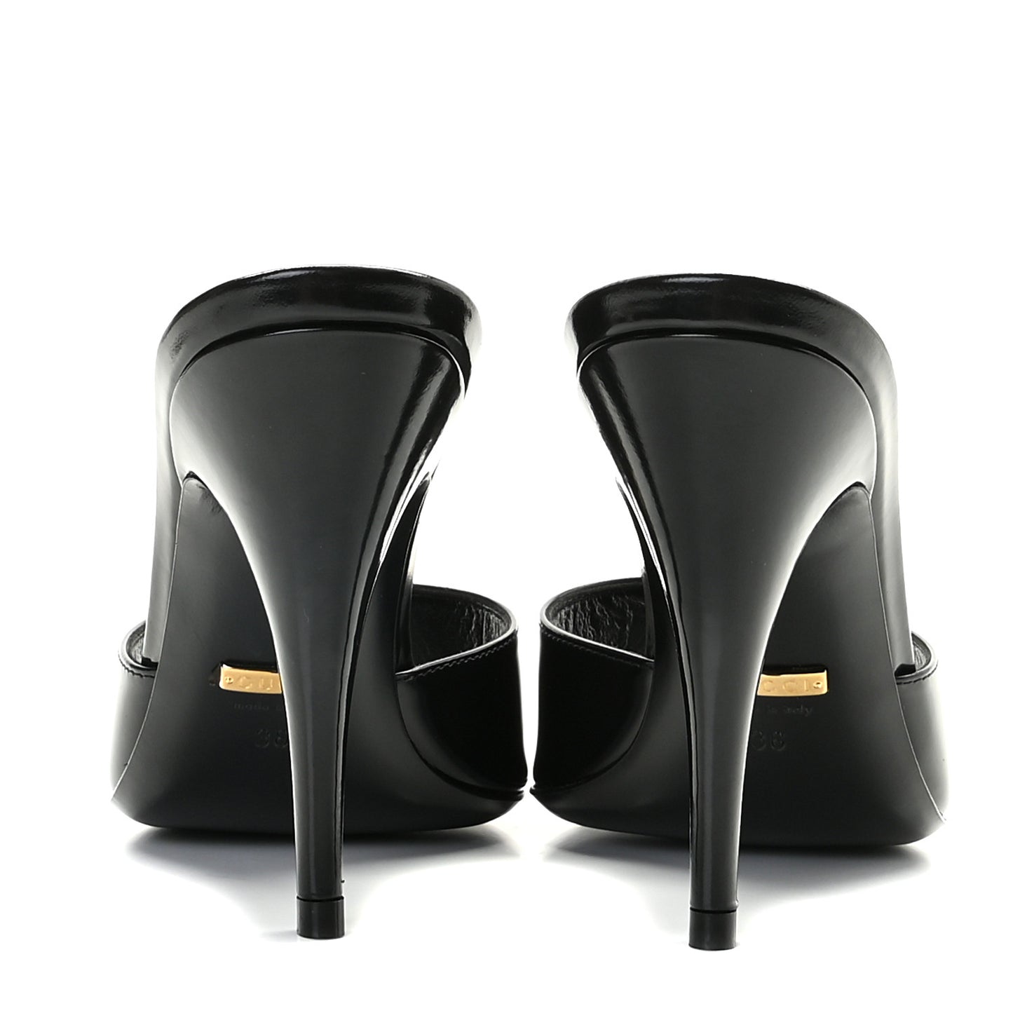 Polished Calfskin Scarlet Mid Heel Slides 36 Black