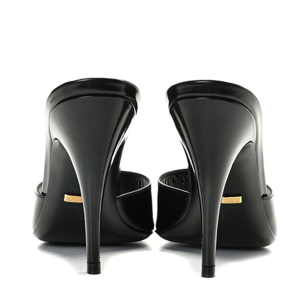 Gucci Polished Calfskin Scarlet Mid Heel Slides 36 Black 6 of 8