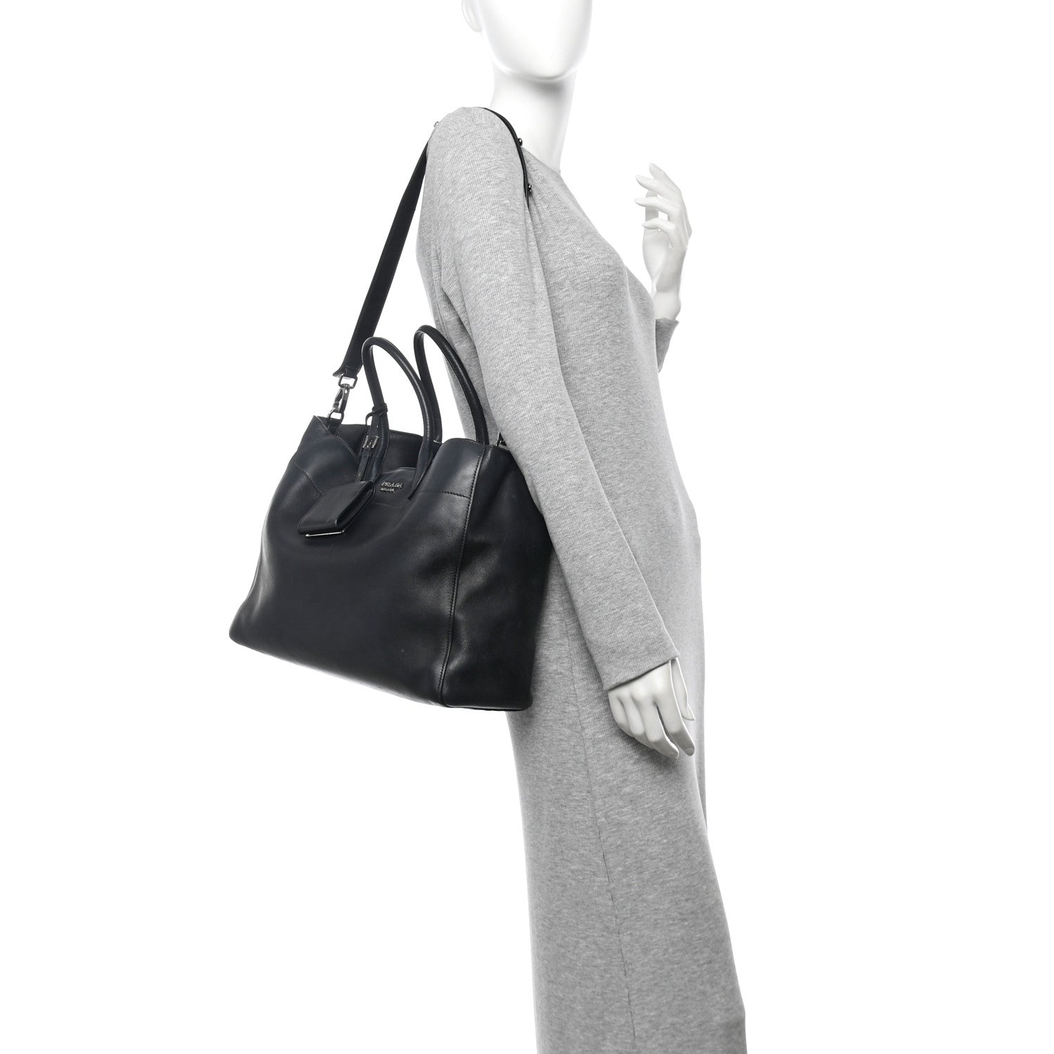 Prada City Calf Tote Black 2 of 14