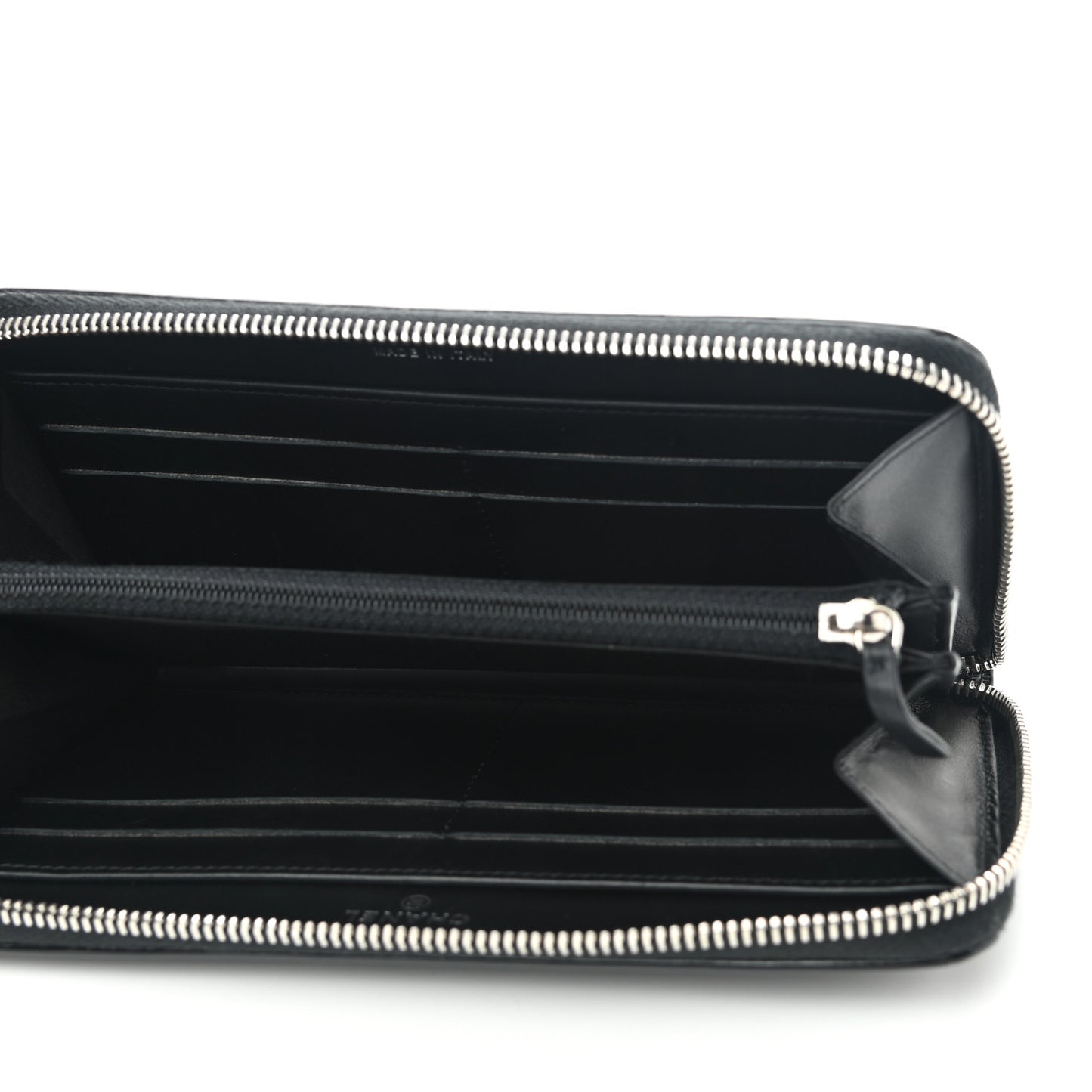 Caviar Patent Small CC Contour Zip Around Wallet Black