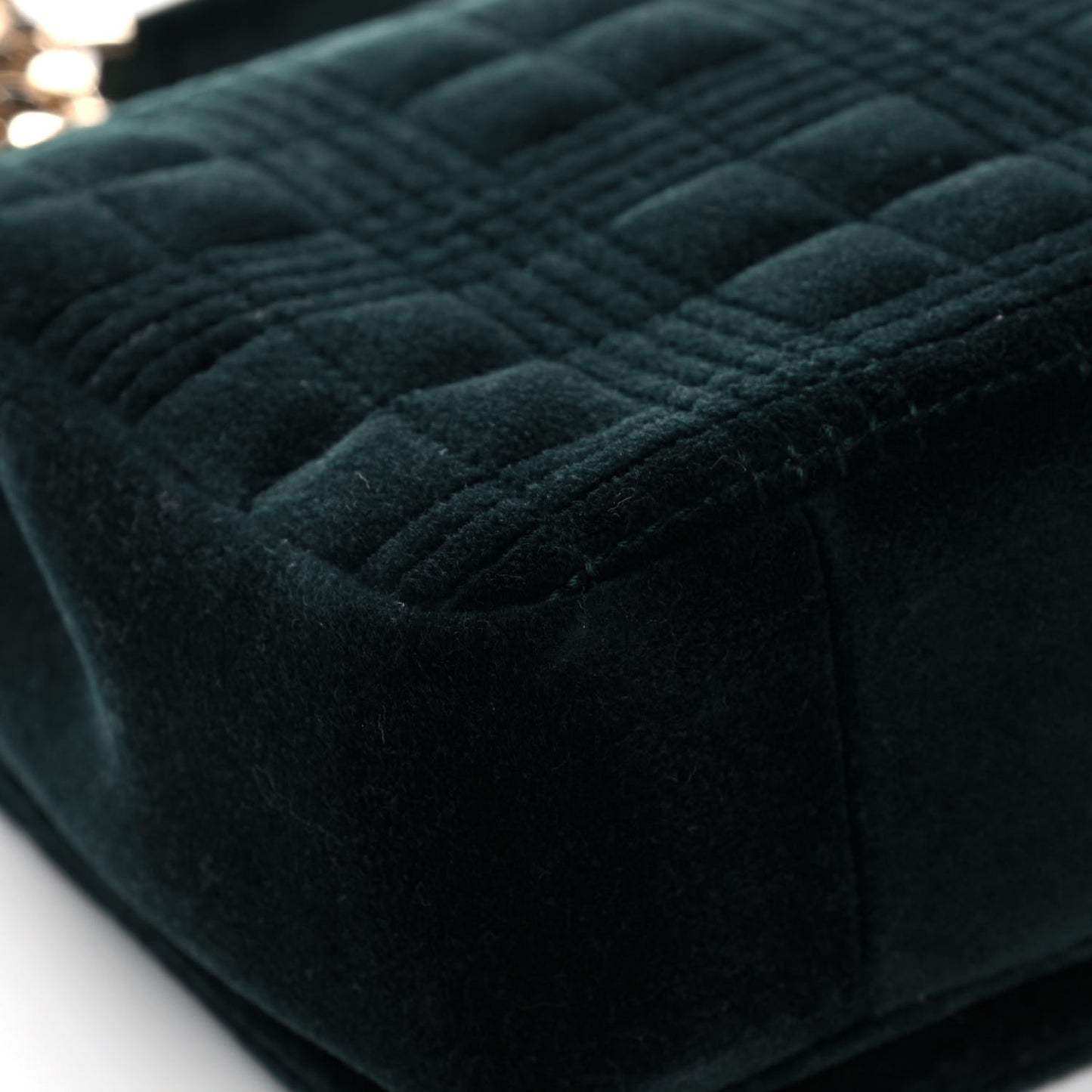 Velvet Quilted Small Lola Bag Dark Green