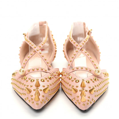 Gucci Malaga Kid Studded Pointed Toe Unia Flats 37 Perfect Pink 2 of 11