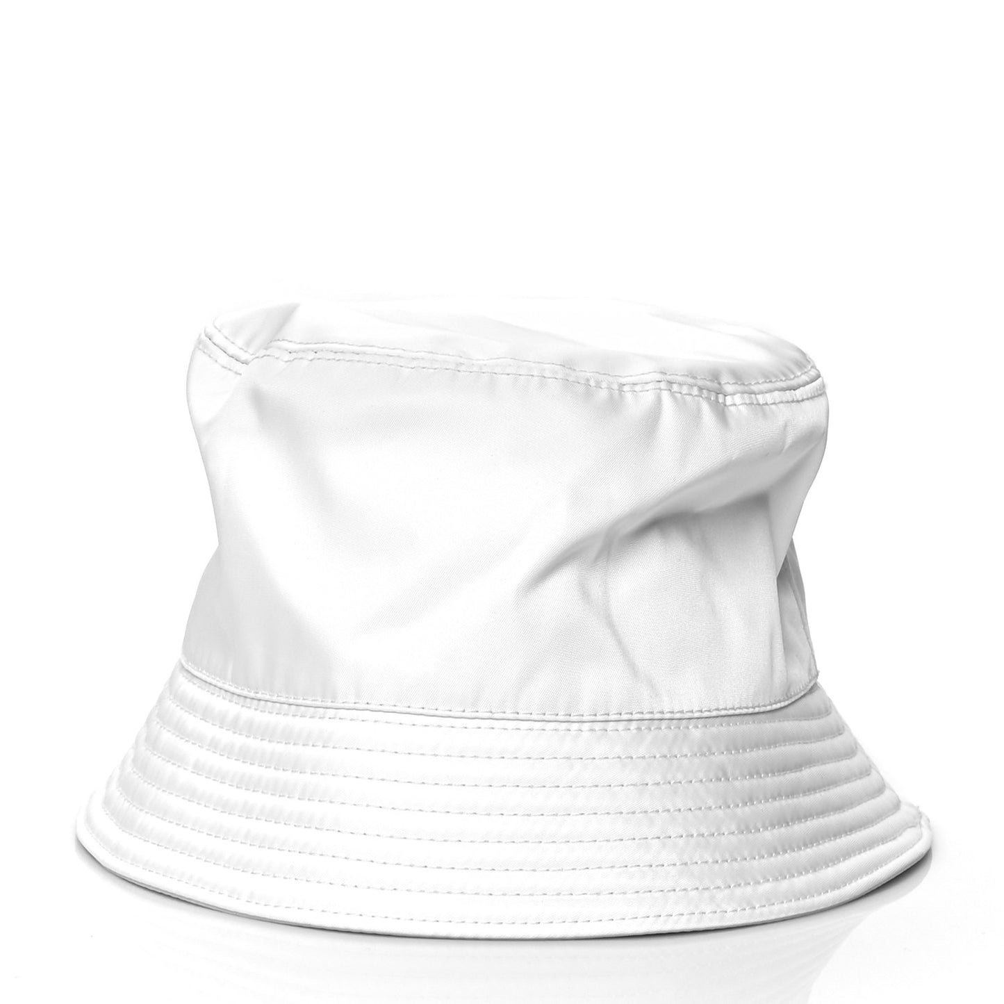 Re-Nylon Metal Triangle Logo Womens Bucket Hat M White