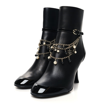 Chanel Lambskin Patent Calfskin Ankle Boots 36.5 Black 3 of 8