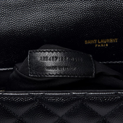 Saint Laurent Grain De Poudre Textured Mixed Matelasse Large Triquilt Monogram Satchel Black 8 of 10