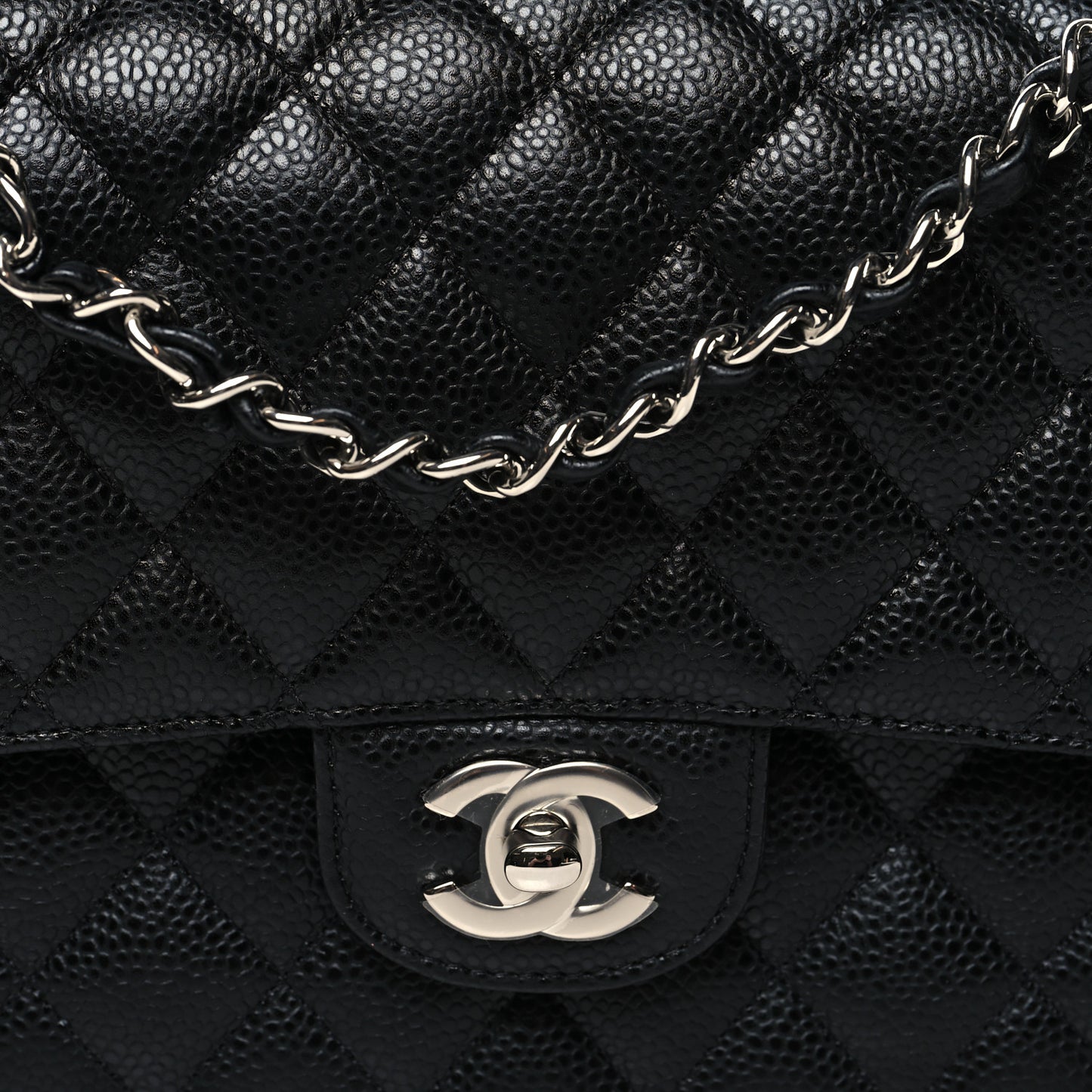 Caviar Quilted Medium Double Flap Black