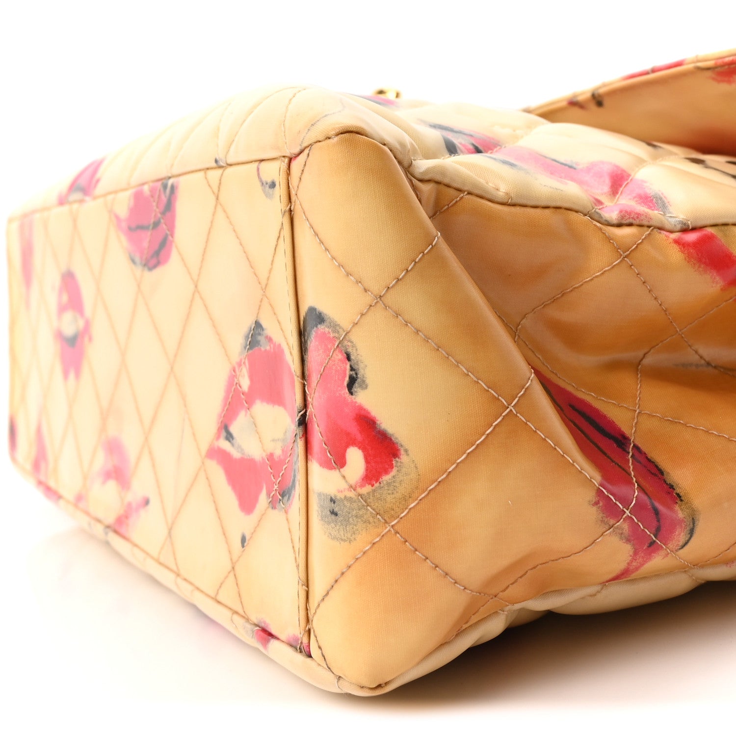 Chanel Coated Canvas Quilted Lips and Kisses Graffiti XL Jumbo Single Flap White Multicolor 10 of 10