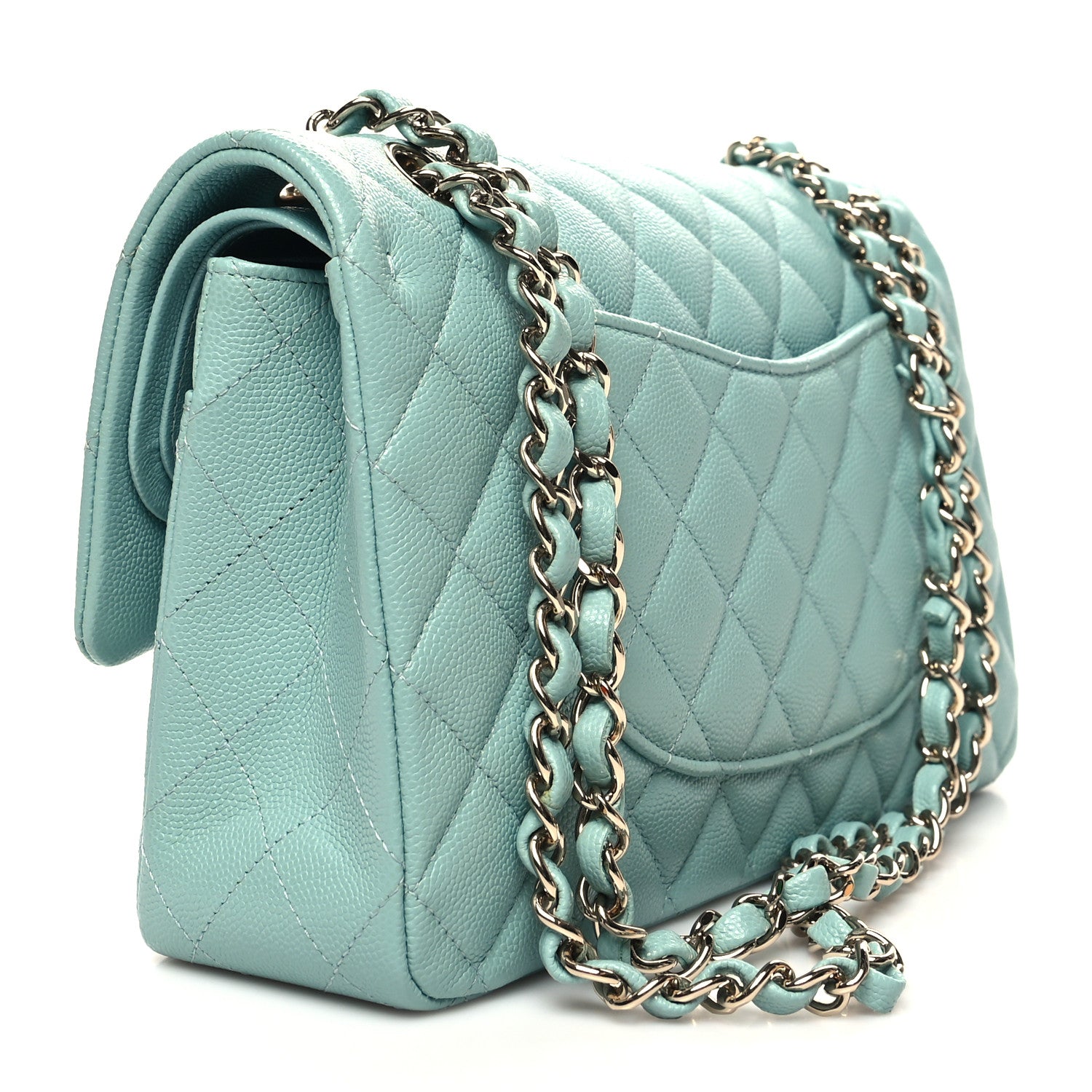 Chanel Caviar Quilted Medium Double Flap Light Blue 3 of 11