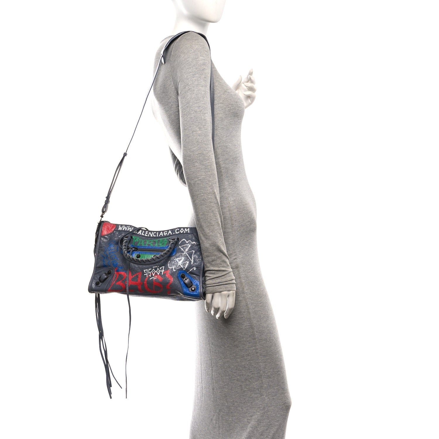 Balenciaga Agneau Graffiti All Over Classic Hardware S City Grey 2 of 11