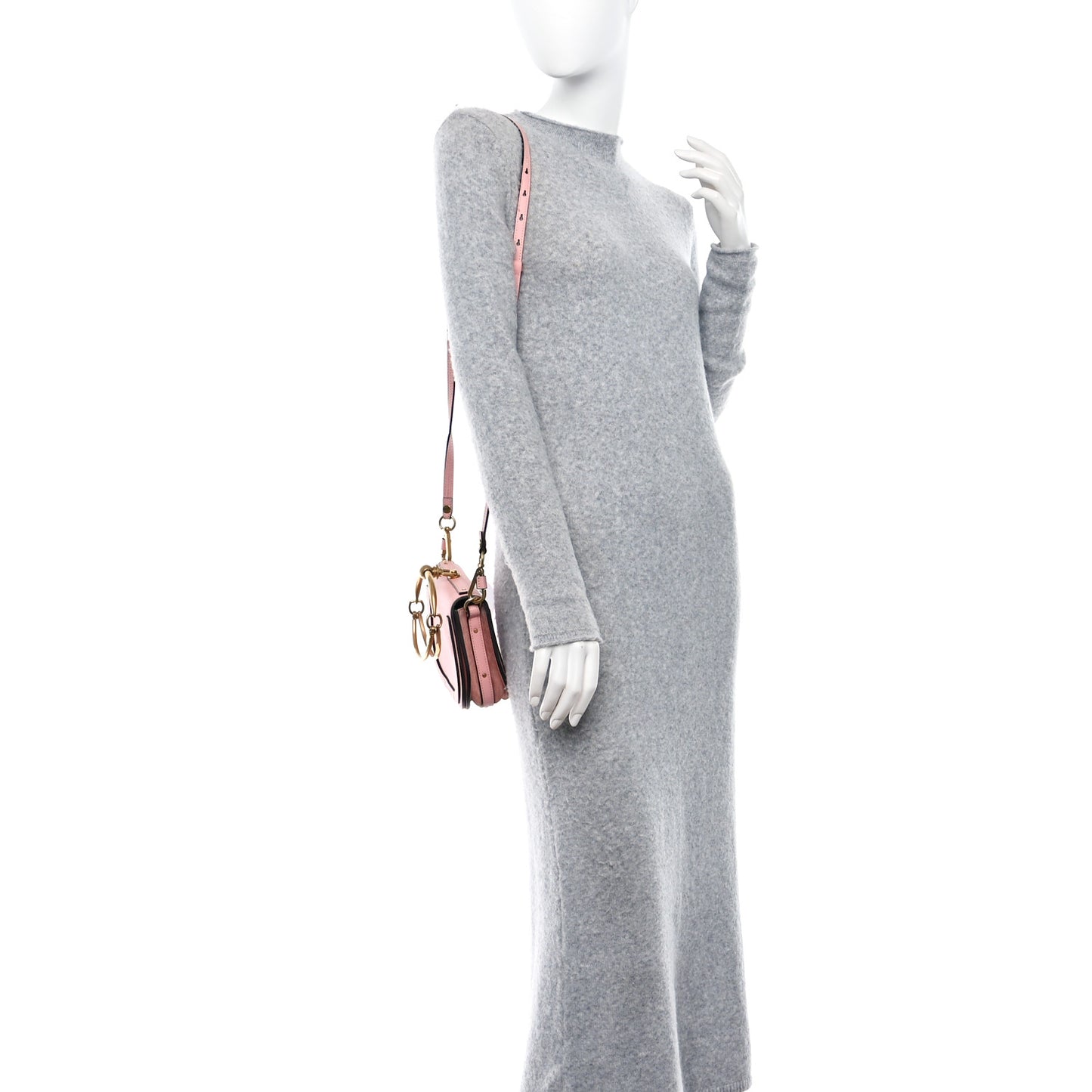 Calfskin Suede Small Nile Bracelet Bag Ideal Blush