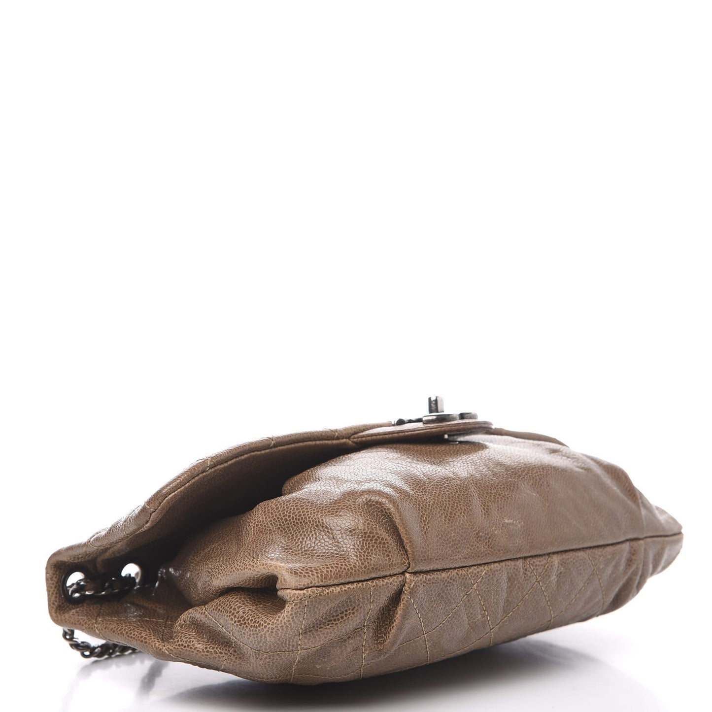 Caviar Quilted Medium Elastic Flap Brown