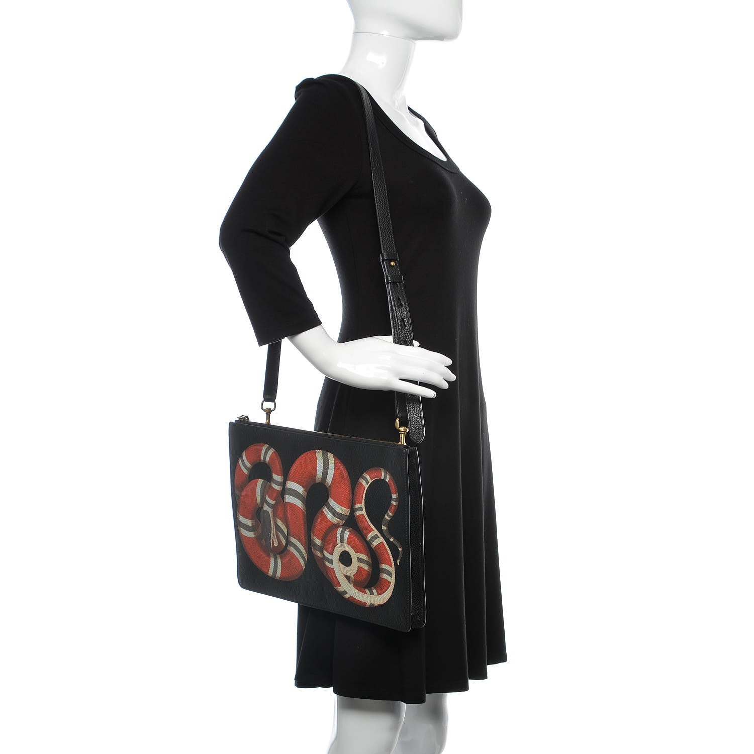 Gucci Calfskin Kingsnake Print Messenger Black 2 of 9