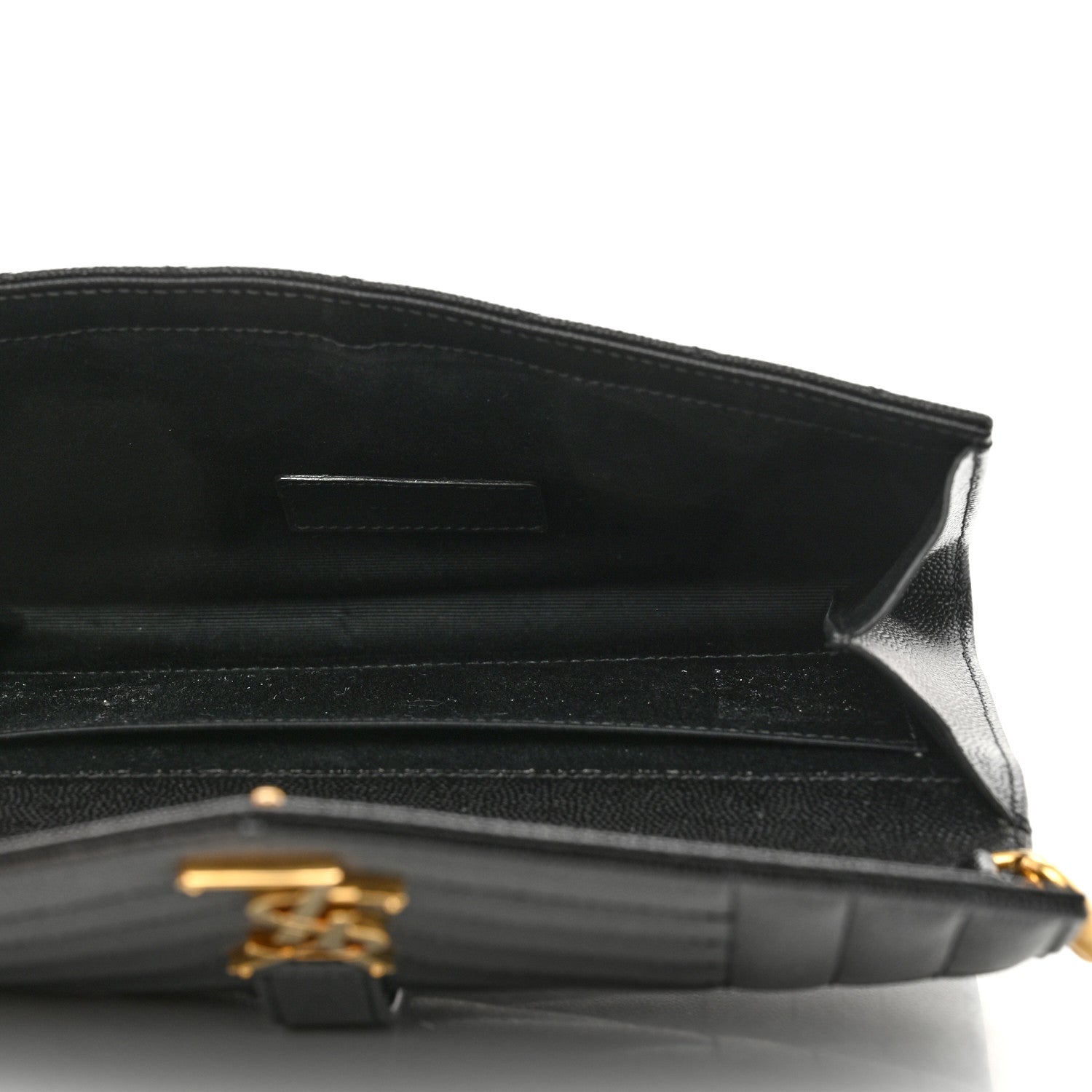 Saint Laurent Grain De Poudre Textured Mixed Matelasse Triquilt Monogram Clutch Black 5 of 8