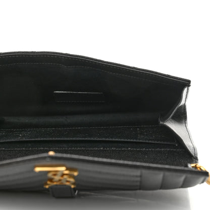 Saint Laurent Grain De Poudre Textured Mixed Matelasse Triquilt Monogram Clutch Black 5 of 8