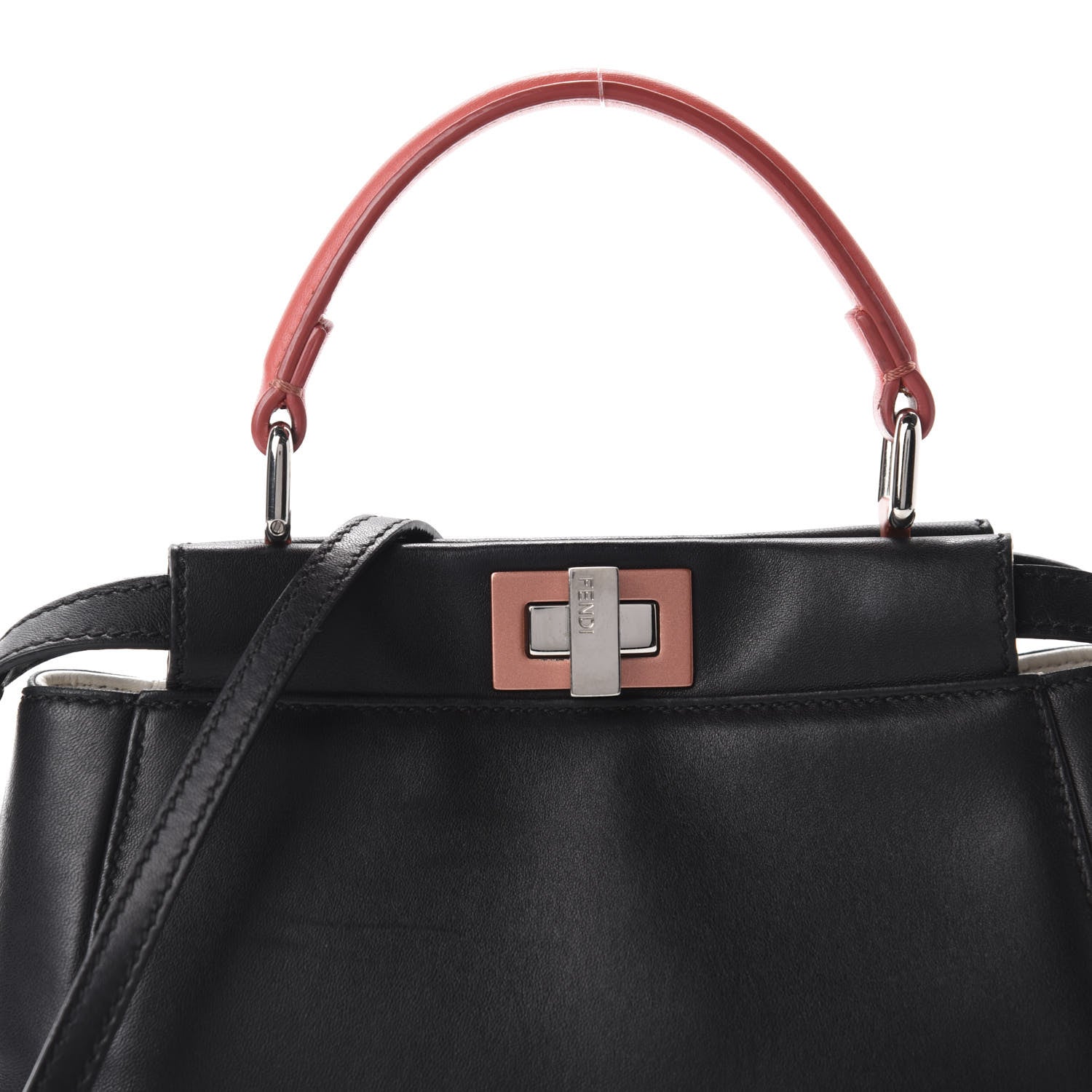 Fendi Nappa Colorblock Mini Peekaboo Iconic Satchel Black White Ecstasy 15 of 15