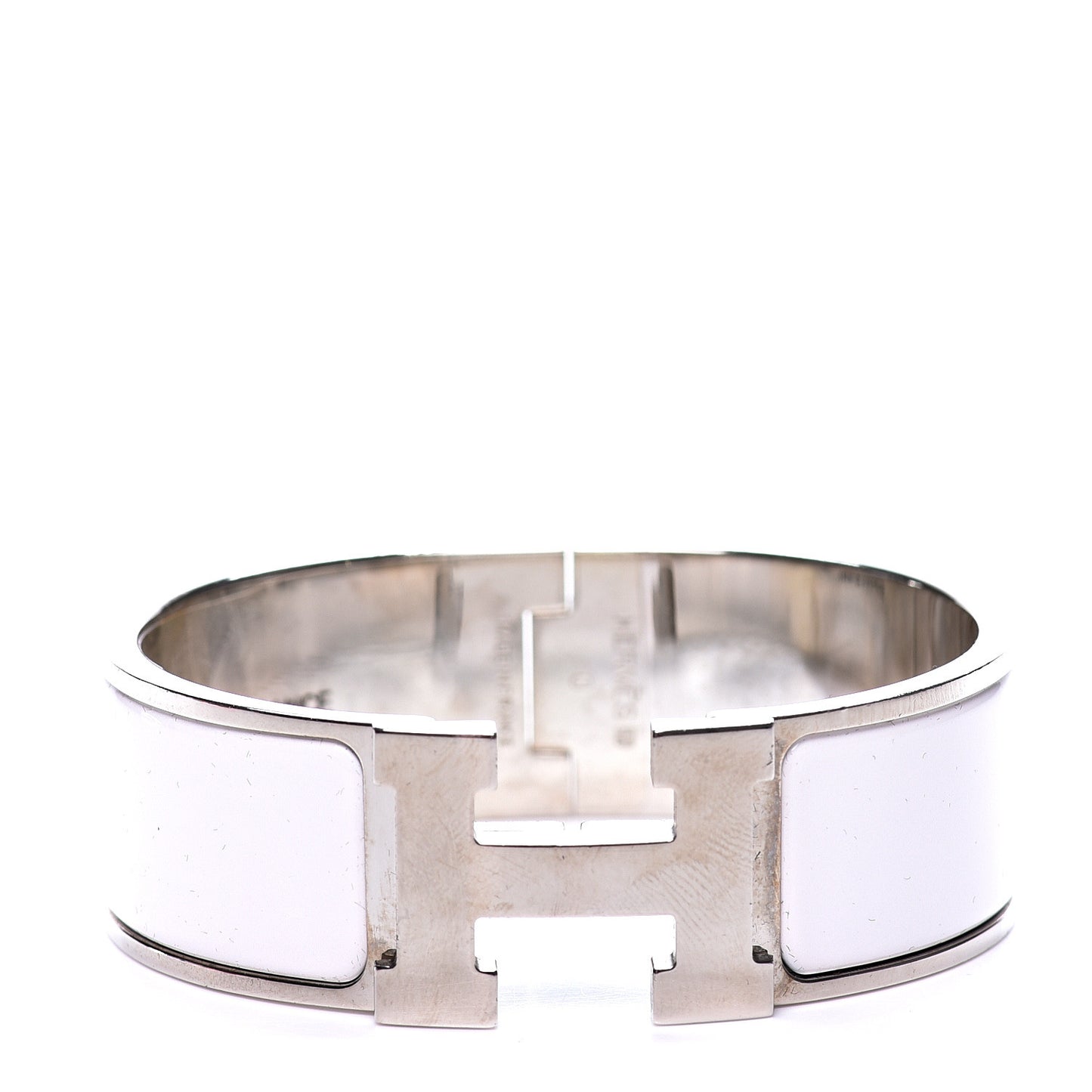 Enamel Wide Clic Clac H Bracelet PM White