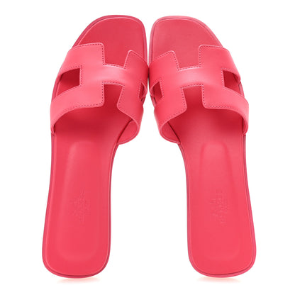 Hermes Box Calfskin Oran Sandals 40 Rose Vinicunca 2 of 9