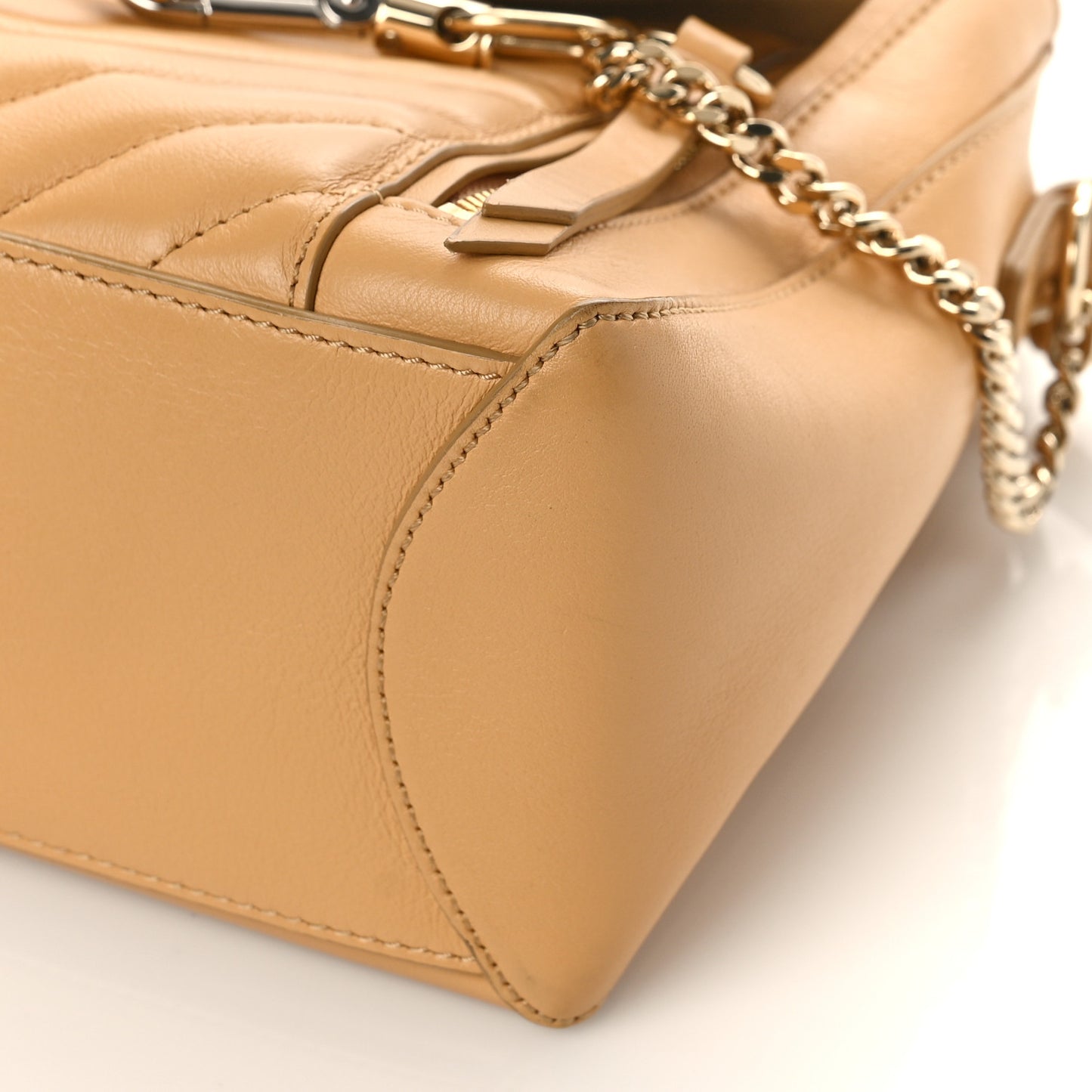 Smooth Calfskin Quilted Small Faye Day Shoulder Bag Bleached Brown